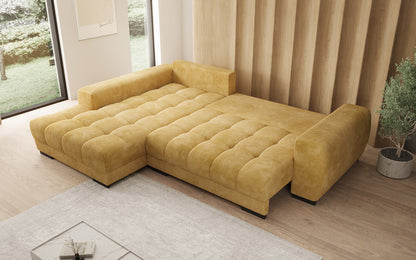 Luxusbetten24 Balu Designer Sofa mit Schlaffunktion und Stauraum in Cord