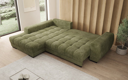 Luxusbetten24 Balu Designer Sofa mit Schlaffunktion und Stauraum in Cord