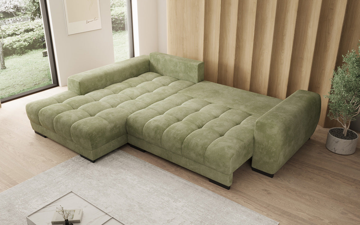 Luxusbetten24 Balu Designer Sofa mit Schlaffunktion und Stauraum in Cord