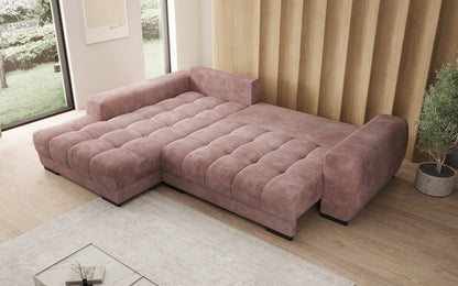 Luxusbetten24 Balu Designer Sofa mit Schlaffunktion und Stauraum in Cord