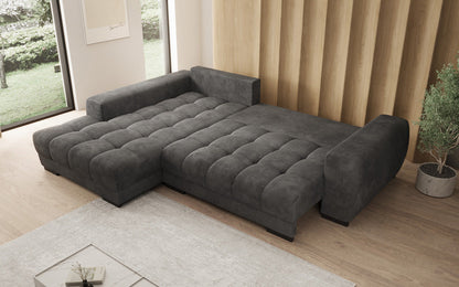 Luxusbetten24 Balu Designer Sofa mit Schlaffunktion und Stauraum in Cord