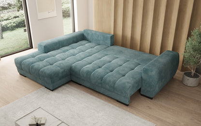 Luxusbetten24 Balu Designer Sofa mit Schlaffunktion und Stauraum in Cord
