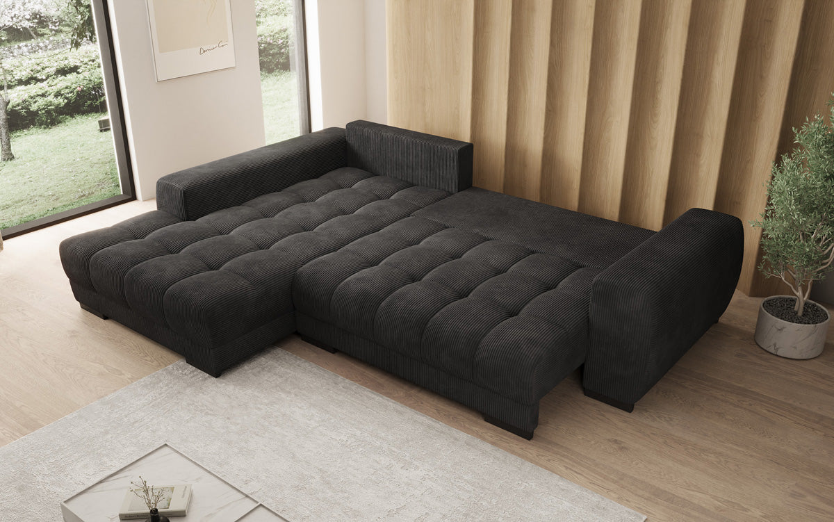 Luxusbetten24 Balu Designer Sofa mit Schlaffunktion und Stauraum in Cord