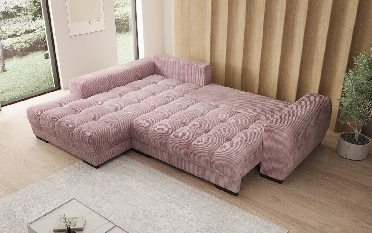 Luxusbetten24 Balu Designer Sofa mit Schlaffunktion und Stauraum in Cord