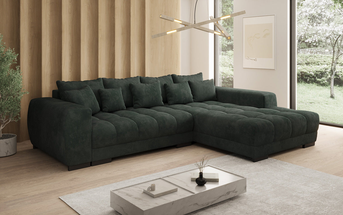 Luxusbetten24 Balu Designer Sofa mit Schlaffunktion und Stauraum in Cord