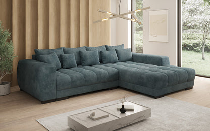 Luxusbetten24 Balu Designer Sofa mit Schlaffunktion und Stauraum in Cord