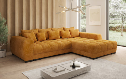 Luxusbetten24 Balu Designer Sofa mit Schlaffunktion und Stauraum in Cord