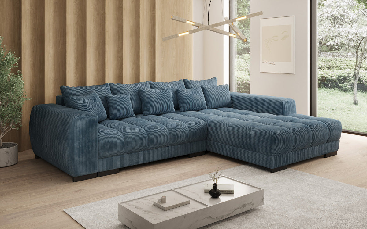 Luxusbetten24 Balu Designer Sofa mit Schlaffunktion und Stauraum in Cord