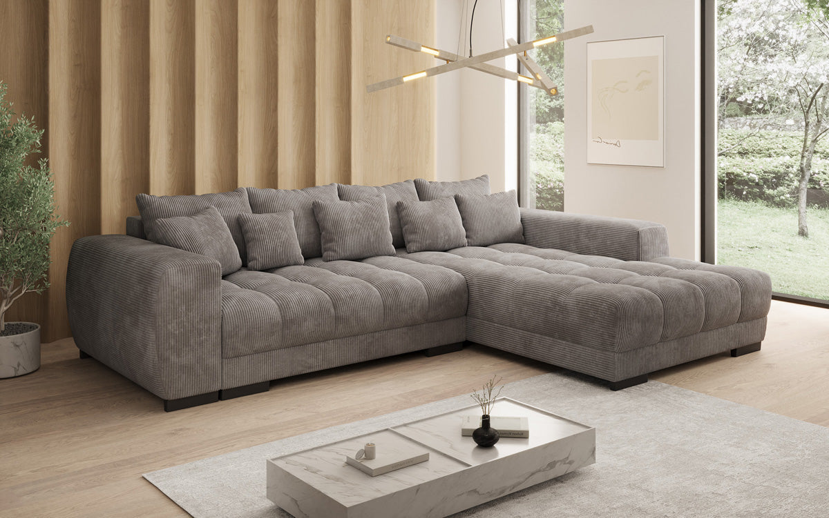 Luxusbetten24 Balu Designer Sofa mit Schlaffunktion und Stauraum in Cord