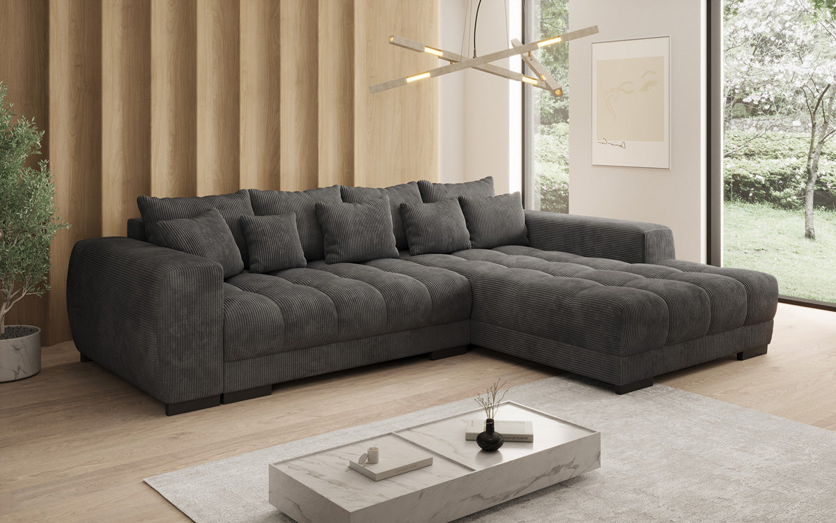 Luxusbetten24 Balu Designer Sofa mit Schlaffunktion und Stauraum in Cord