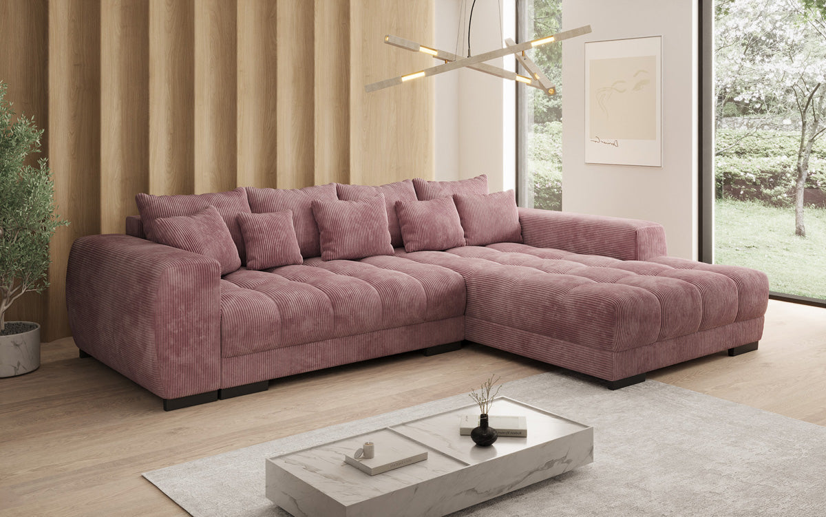 Luxusbetten24 Balu Designer Sofa mit Schlaffunktion und Stauraum in Cord