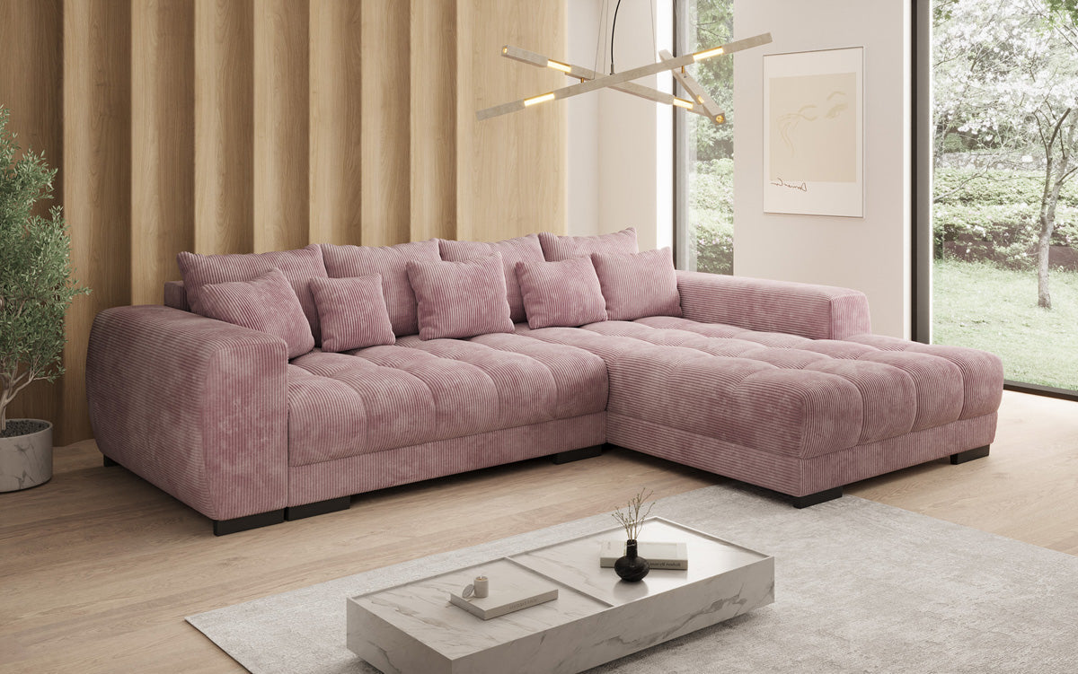 Luxusbetten24 Balu Designer Sofa mit Schlaffunktion und Stauraum in Cord