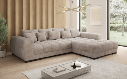 Luxusbetten24 Balu Designer Sofa mit Schlaffunktion und Stauraum in Cord