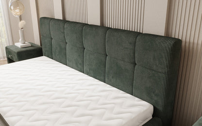 Luxusbetten24 Nelly Polsterbett in Cord mit Stauraum 180x200, Grau