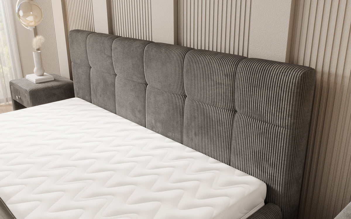 Luxusbetten24 Nelly Polsterbett in Cord mit Stauraum 180x200, Grau