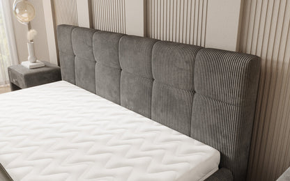 Luxusbetten24 Nelly Polsterbett in Cord mit Stauraum 180x200, Grau