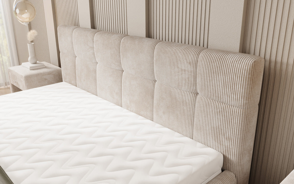 Luxusbetten24 Nelly Polsterbett in Cord mit Stauraum 180x200, Grau