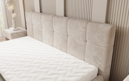 Luxusbetten24 Nelly Polsterbett in Cord mit Stauraum 180x200, Grau