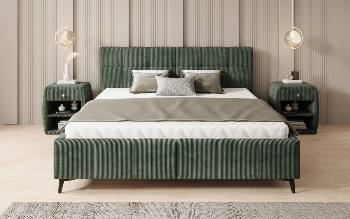 Luxusbetten24 Nelly Polsterbett in Cord mit Stauraum 180x200, Grau