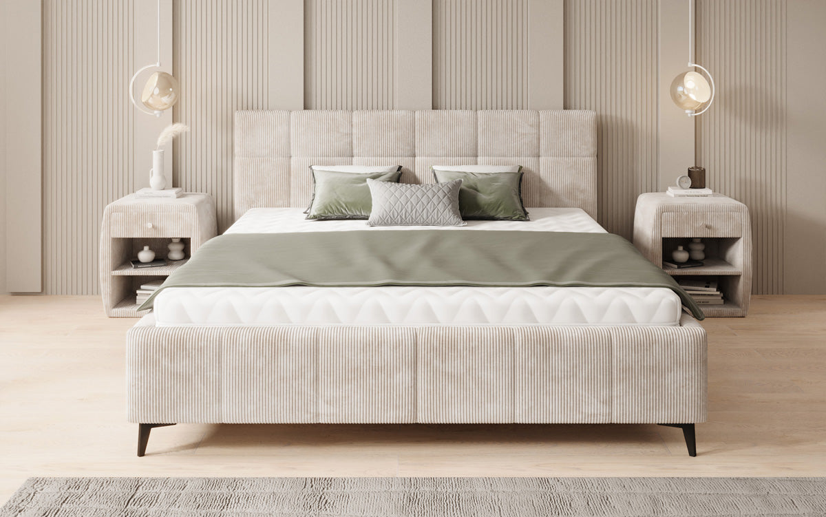 Luxusbetten24 Nelly Polsterbett in Cord mit Stauraum 180x200, Grau