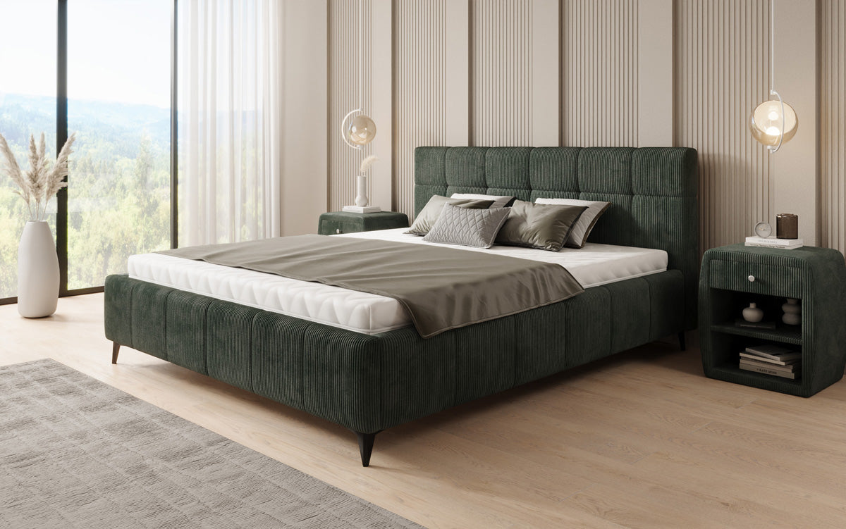 Luxusbetten24 Nelly Polsterbett in Cord mit Stauraum 180x200, Grau