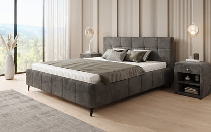 Luxusbetten24 Nelly Polsterbett in Cord mit Stauraum 180x200, Grau