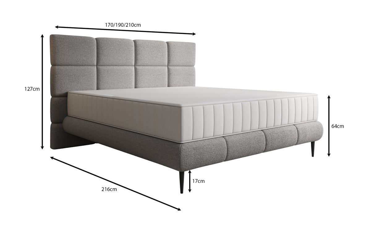 Luxusbetten24 Nessa Boxspringbett mit Hohen Füßen in Teddy Bouclé