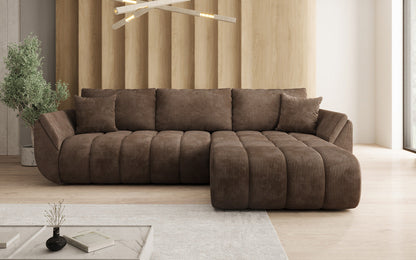 Designer Sofa Lenoa L mit Schlaffunktion und Stauraum in Cord