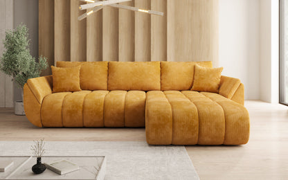 Designer Sofa Lenoa L mit Schlaffunktion und Stauraum in Cord