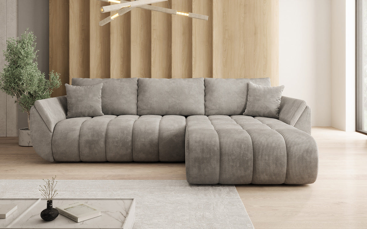 Designer Sofa Lenoa L mit Schlaffunktion und Stauraum in Cord