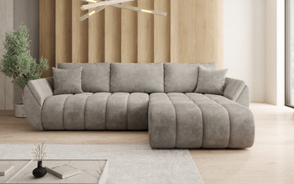Designer Sofa Lenoa L mit Schlaffunktion und Stauraum in Cord