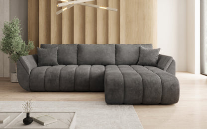 Designer Sofa Lenoa L mit Schlaffunktion und Stauraum in Cord