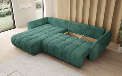 Designer Sofa Lenoa L mit Schlaffunktion und Stauraum in Cord