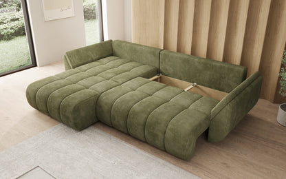 Designer Sofa Lenoa L mit Schlaffunktion und Stauraum in Cord