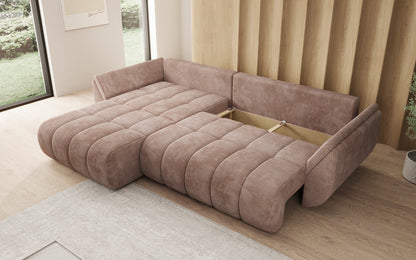 Designer Sofa Lenoa L mit Schlaffunktion und Stauraum in Cord