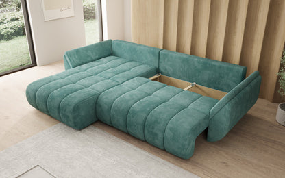 Designer Sofa Lenoa L mit Schlaffunktion und Stauraum in Cord