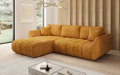 Designer Sofa Lenoa L mit Schlaffunktion und Stauraum in Cord