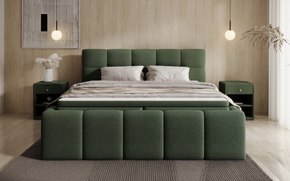 Designer Polsterbett Romy in Teddy Bouclé mit Stauraum inkl. Matratzen