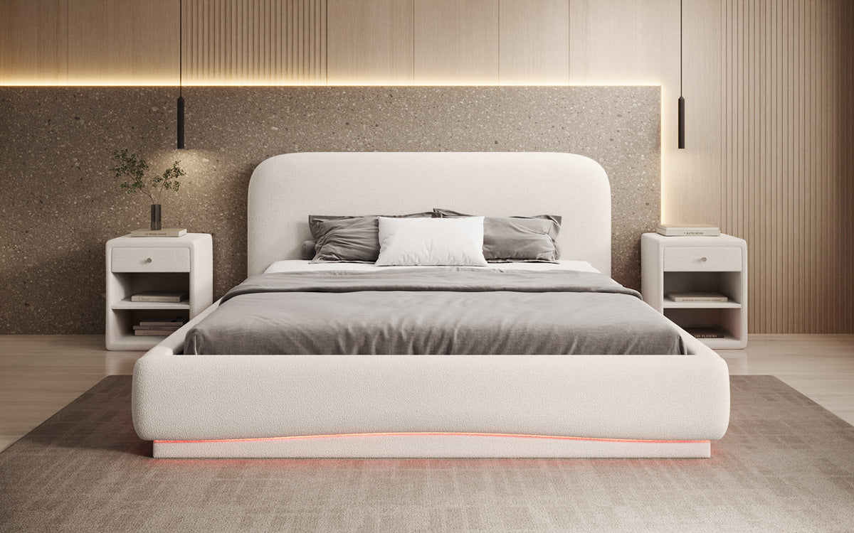 Luxusbetten24 Polsterbett Magic Design mit RGB‑Beleuchtung und Stauraum