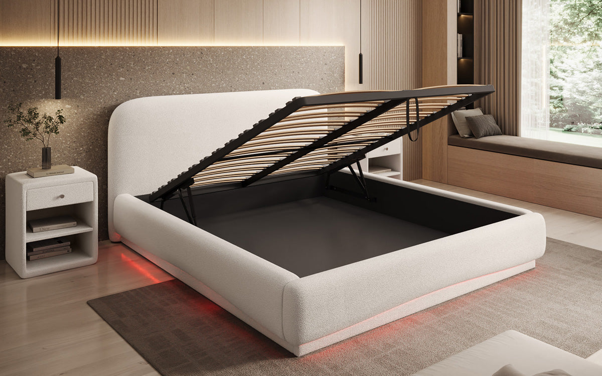 Luxusbetten24 Polsterbett Magic Design mit RGB‑Beleuchtung und Stauraum