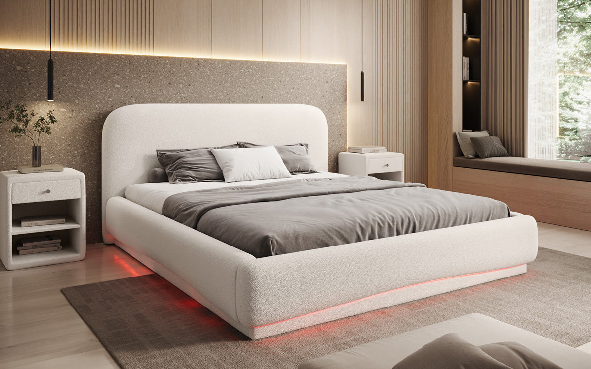 Luxusbetten24 Polsterbett Magic Design mit RGB‑Beleuchtung und Stauraum