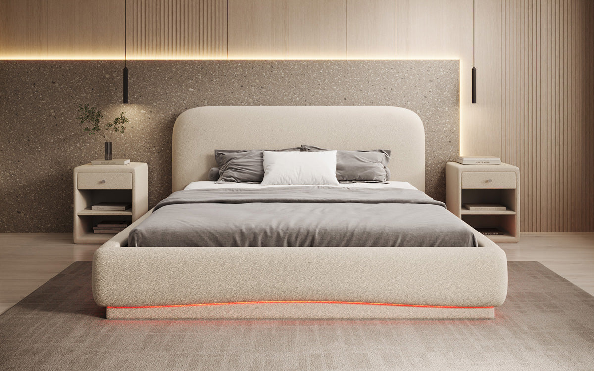 Luxusbetten24 Polsterbett Magic Design mit RGB‑Beleuchtung und Stauraum