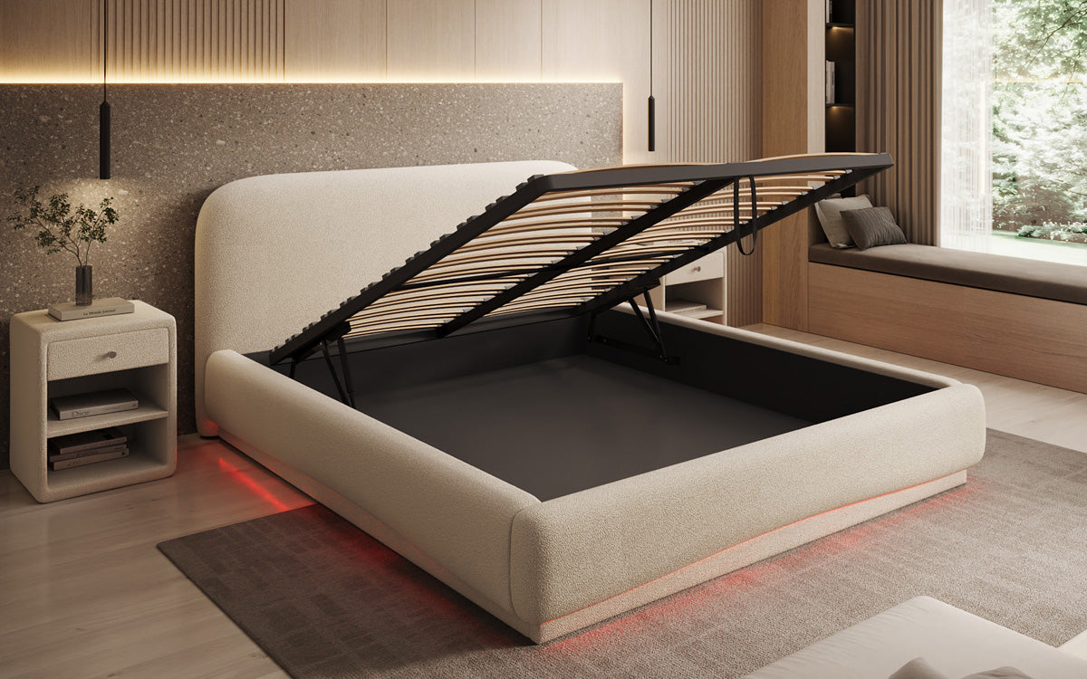 Luxusbetten24 Polsterbett Magic Design mit RGB‑Beleuchtung und Stauraum