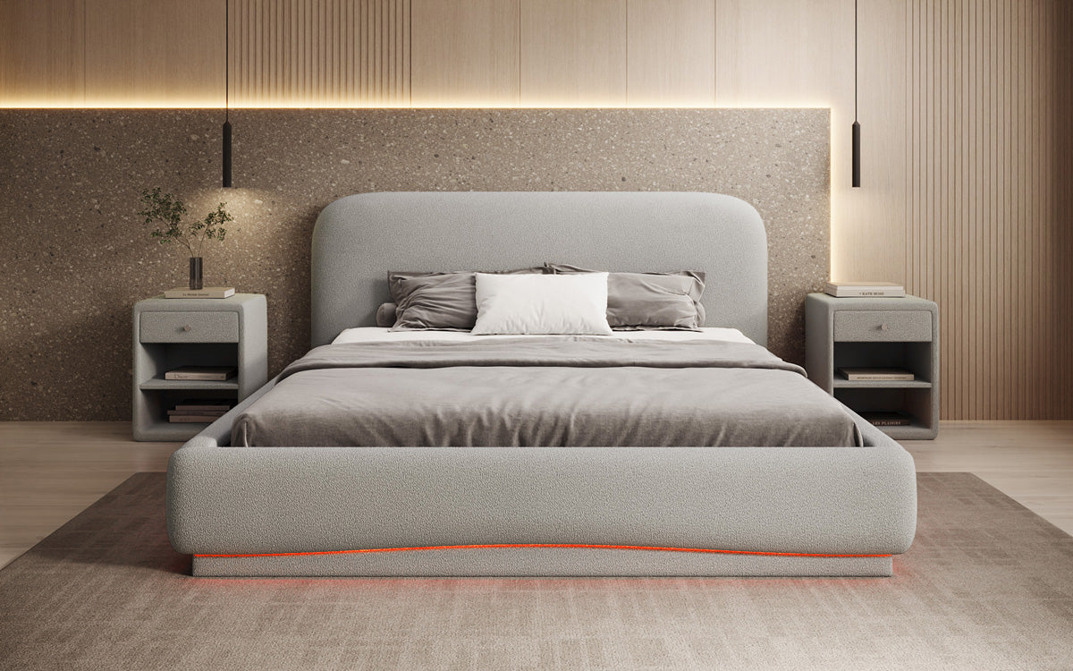 Luxusbetten24 Polsterbett Magic Design mit RGB‑Beleuchtung und Stauraum