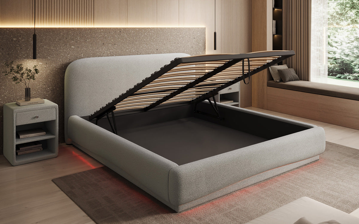 Luxusbetten24 Polsterbett Magic Design mit RGB‑Beleuchtung und Stauraum