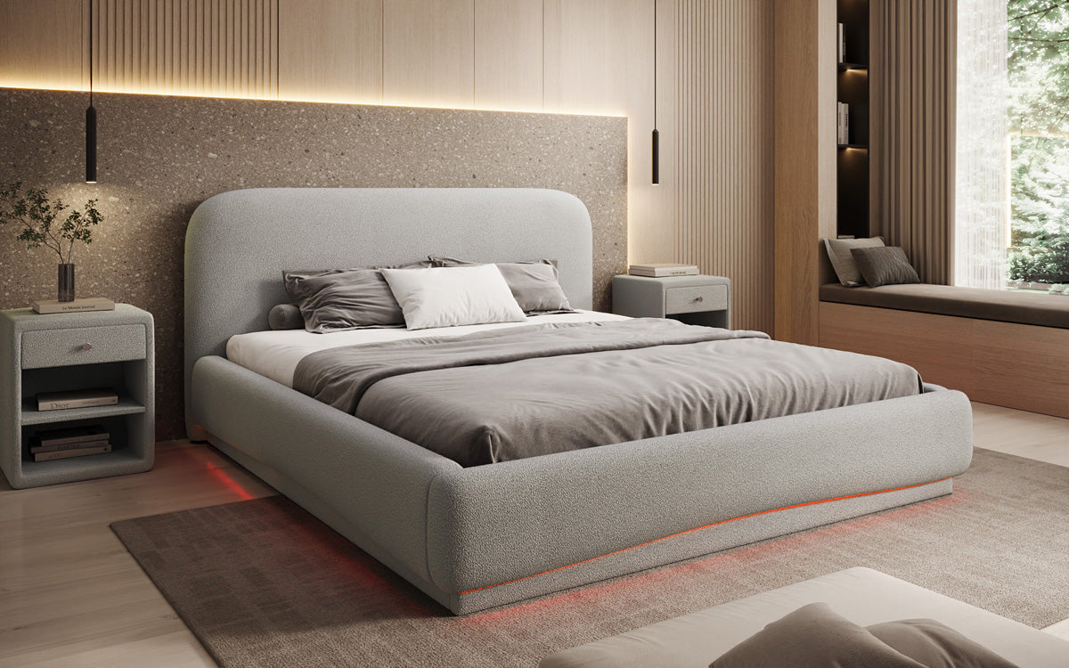 Luxusbetten24 Polsterbett Magic Design mit RGB‑Beleuchtung und Stauraum