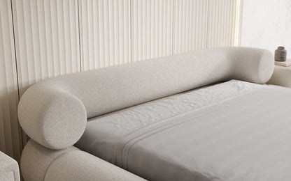 Designer Polsterbett Mochi in Teddy Bouclé mit Stauraum