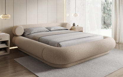 Designer Polsterbett Mochi in Teddy Bouclé mit Stauraum