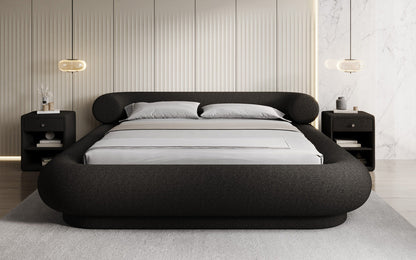 Designer Polsterbett Mochi in Teddy Bouclé mit Stauraum