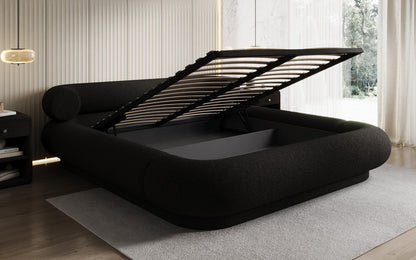 Designer Polsterbett Mochi in Teddy Bouclé mit Stauraum